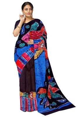 hand batik mulberry silk mark saree and blouse piece with silk mark 3