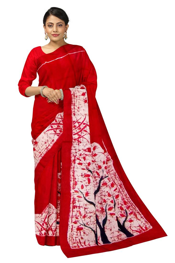 hand batik mulberry silk mark saree and blouse piece with silk mark