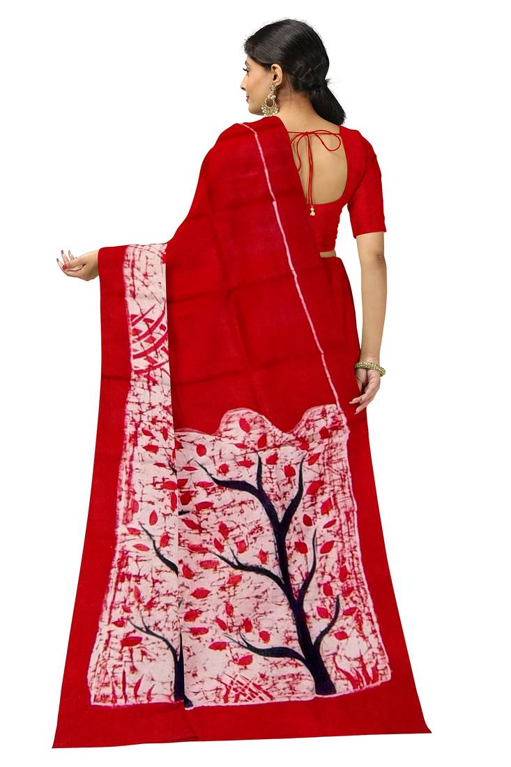 hand batik mulberry silk mark saree and blouse piece with silk mark