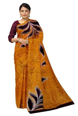 hand batik mulberry silk mark saree and blouse piece with silk mark 3
