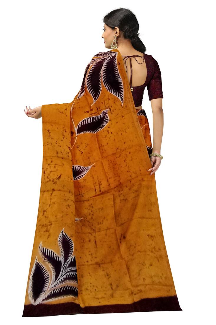 hand batik mulberry silk mark saree and blouse piece with silk mark