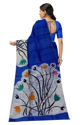 hand batik mulberry silk mark saree and blouse piece with silk mark 3