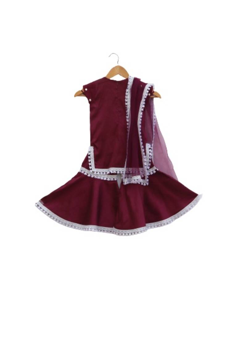 Wine mirror work kurta sarara