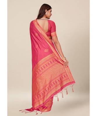 Pink Silk Blend with Thread Work Daily & Party Wear Designer Saree with blouse 4