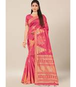 Salmon Silk Blend withThread Work Daily & Party Wear Designer Saree with blouse