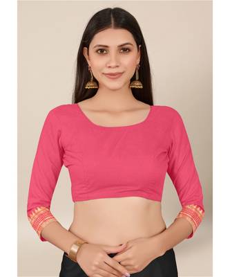Salmon Silk Blend withThread Work Daily & Party Wear Designer Saree with blouse 4