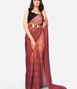 Copper Striped Pure Chiffon Party Wear Saree with Belt