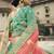 Green glitter dori, zari and thread embroidered with stone work satin semi stitched lehenga