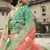 Green glitter dori, zari and thread embroidered with stone work satin semi stitched lehenga