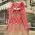 Red dori, zari and thread embroidered with stone work satin semi stitched lehenga