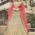 Beige dori, zari and thread embroidered with stone work satin semi stitched lehenga