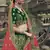 Glamorous Dark green Colored Dori, Zari, and Thread embroidered with stone work Satin Fabric Lehenga for wedding & Bride