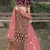 Wine dori, zari and thread embroidered with stone work satin semi stitched lehenga
