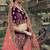 Wine dori, zari and thread embroidered with stone work satin semi stitched lehenga