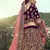 Wine dori, zari and thread embroidered with stone work satin semi stitched lehenga