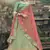 Green dori, zari and thread embroidered with stone work satin semi stitched lehenga