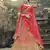 Red dori, zari and thread embroidered with stone work satin semi stitched lehenga