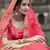 Pink dori, zari and thread embroidered with stone work satin semi stitched lehenga
