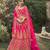 Pink dori, zari and thread embroidered with stone work satin semi stitched lehenga