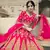 Pink dori, zari and thread embroidered with stone work satin semi stitched lehenga