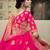 Pink dori, zari and thread embroidered with stone work satin Semi Stitched Lehenga