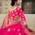 Pink dori, zari and thread embroidered with stone work satin semi stitched lehenga