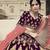 Wine dori, zari and thread embroidered with stone work satin semi stitched lehenga
