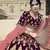 Wine dori, zari and thread embroidered with stone work satin semi stitched lehenga