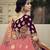 Wine dori, zari and thread embroidered with stone work satin semi stitched lehenga
