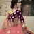 Wine dori, zari and thread embroidered with stone work satin semi stitched lehenga