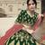 Dark-green dori, zari and thread embroidered with stone work satin semi stitched lehenga