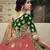 Dark-green dori, zari and thread embroidered with stone work satin semi stitched lehenga