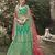Green dori, zari and thread embroidered with stone work satin semi stitched lehenga