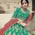 Green dori, zari and thread embroidered with stone work satin semi stitched lehenga