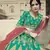 Green dori, zari and thread embroidered with stone work satin semi stitched lehenga