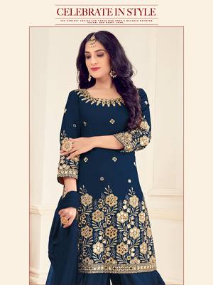 Blue embroidered silk cotton salwar 2