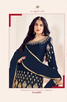 Blue embroidered silk cotton salwar 2