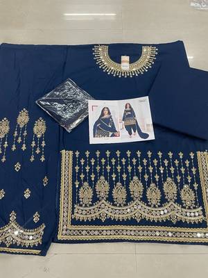 Blue embroidered silk cotton salwar 3