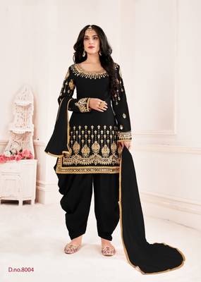 Black embroidered silk cotton salwar 1