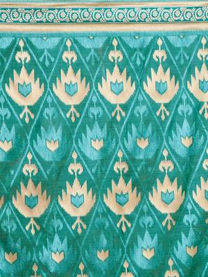 Sareemall Teal Green Wedding Silk Blend Banarasi Saree With Unstitched Blouse 3