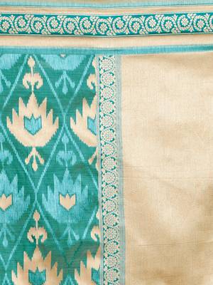 Sareemall Teal Green Wedding Silk Blend Banarasi Saree With Unstitched Blouse 4
