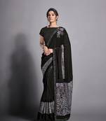 Black embroidered lycra saree with blouse