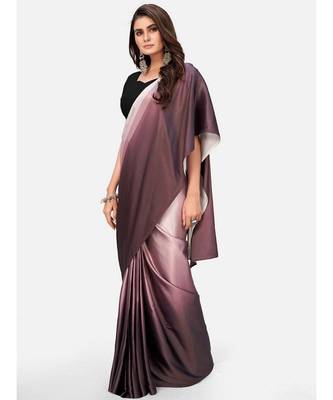 mauve satin ready to wear saree with ombre effect 1
