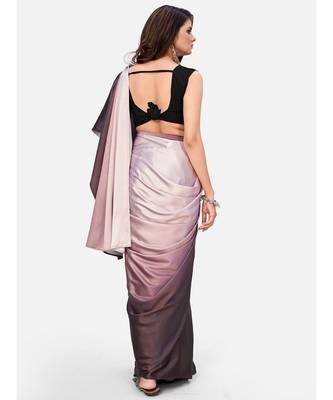 mauve satin ready to wear saree with ombre effect 4