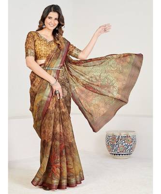 Multicoloured & Silver-Toned Linen Blend Saree 4