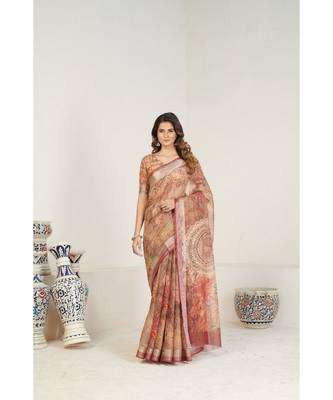 Multicoloured & Silver-Toned Linen Blend Saree 8