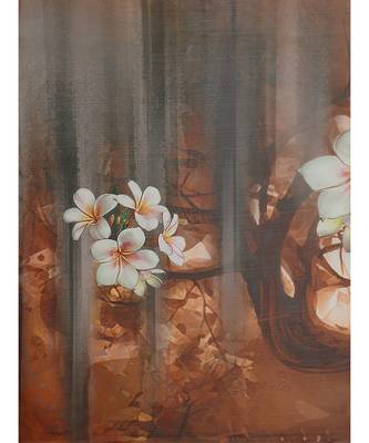 Coffee Brown & White Floral Organza Saree 7