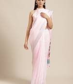 Sareemall Pink Casual Linen Printed Saree With Unstitched Blouse