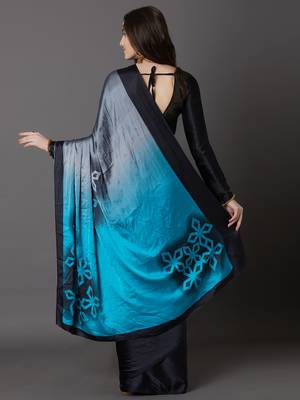 Sareemall Black & Blue Festive Crepe Printed Saree With Unstitched Blouse 2