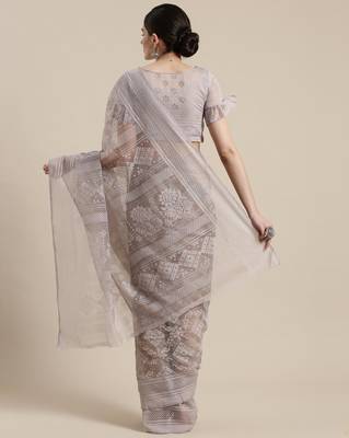 Sareemall Grey Festive Brasso Brasso Saree With Unstitched Blouse 2